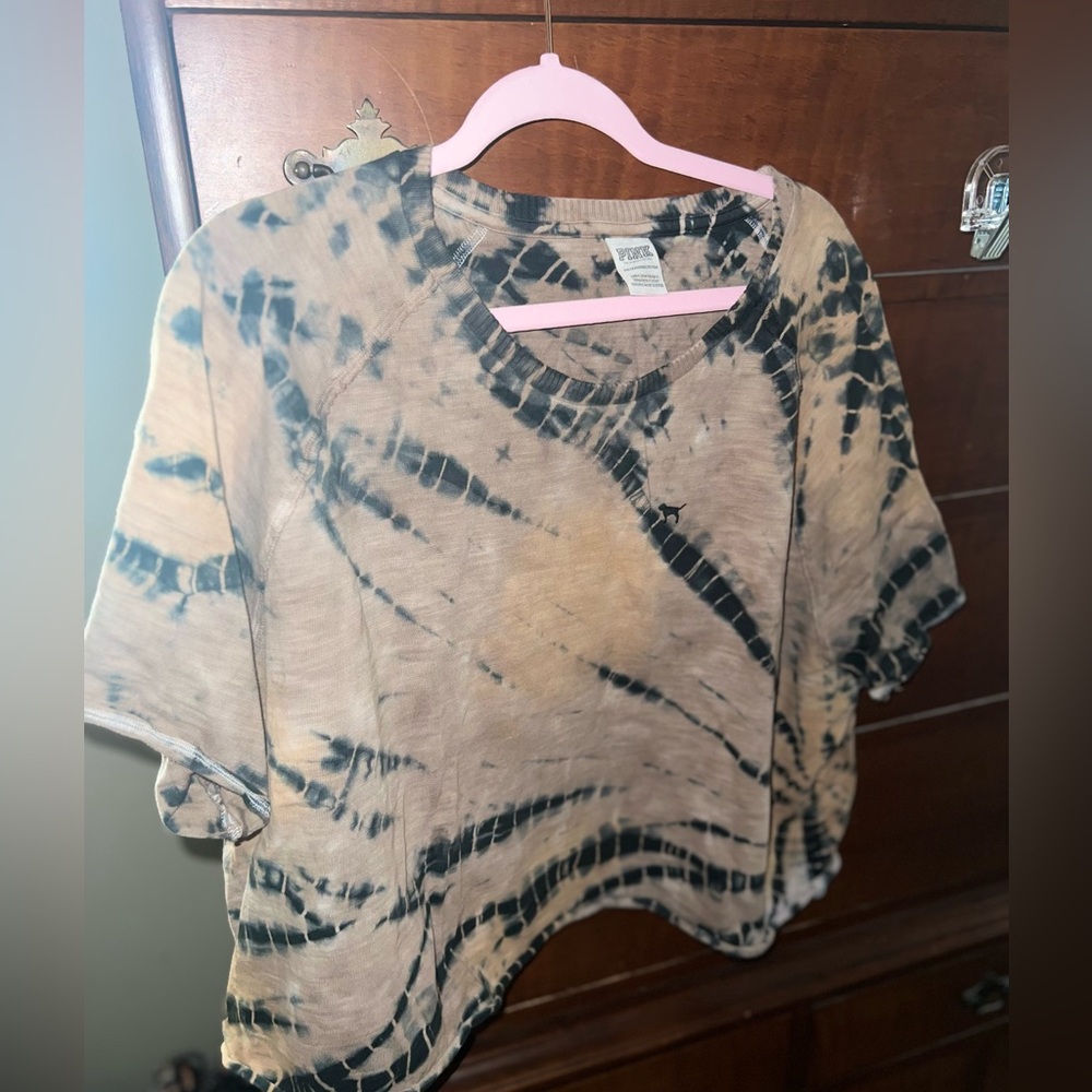 PINK brown and black tie dye t shirt